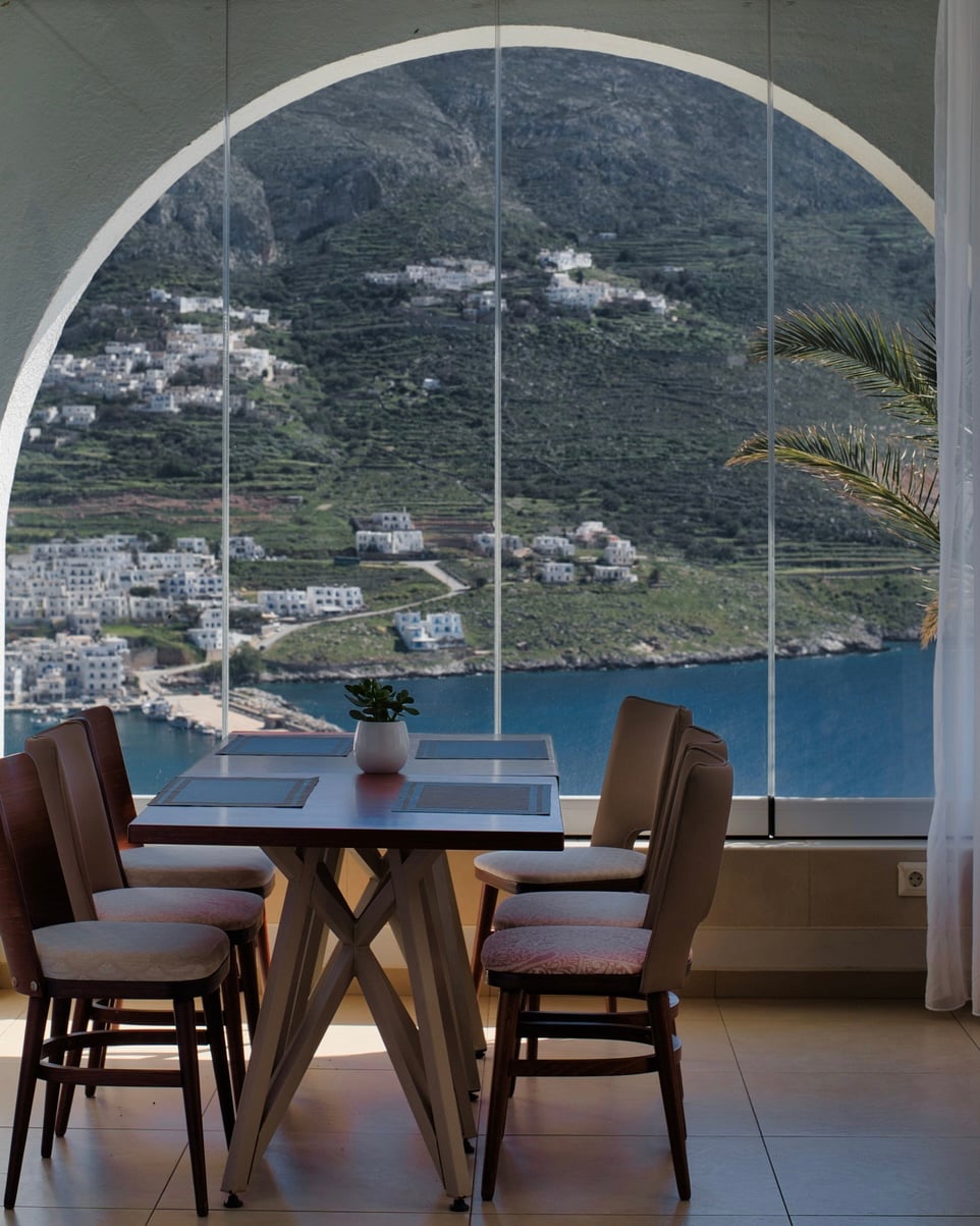 A dining table looking out over the bay