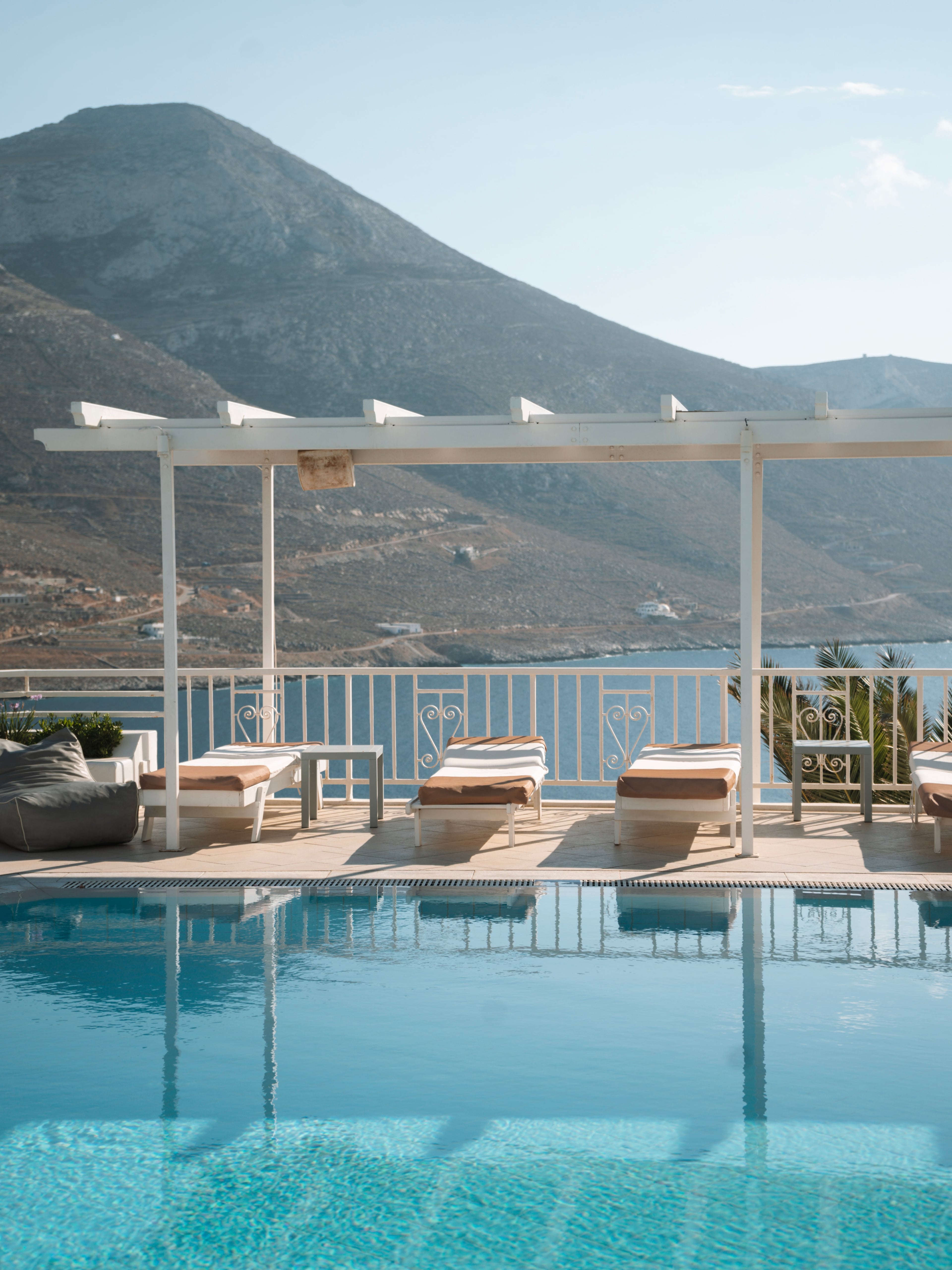 The resort's pergola terrace and pool