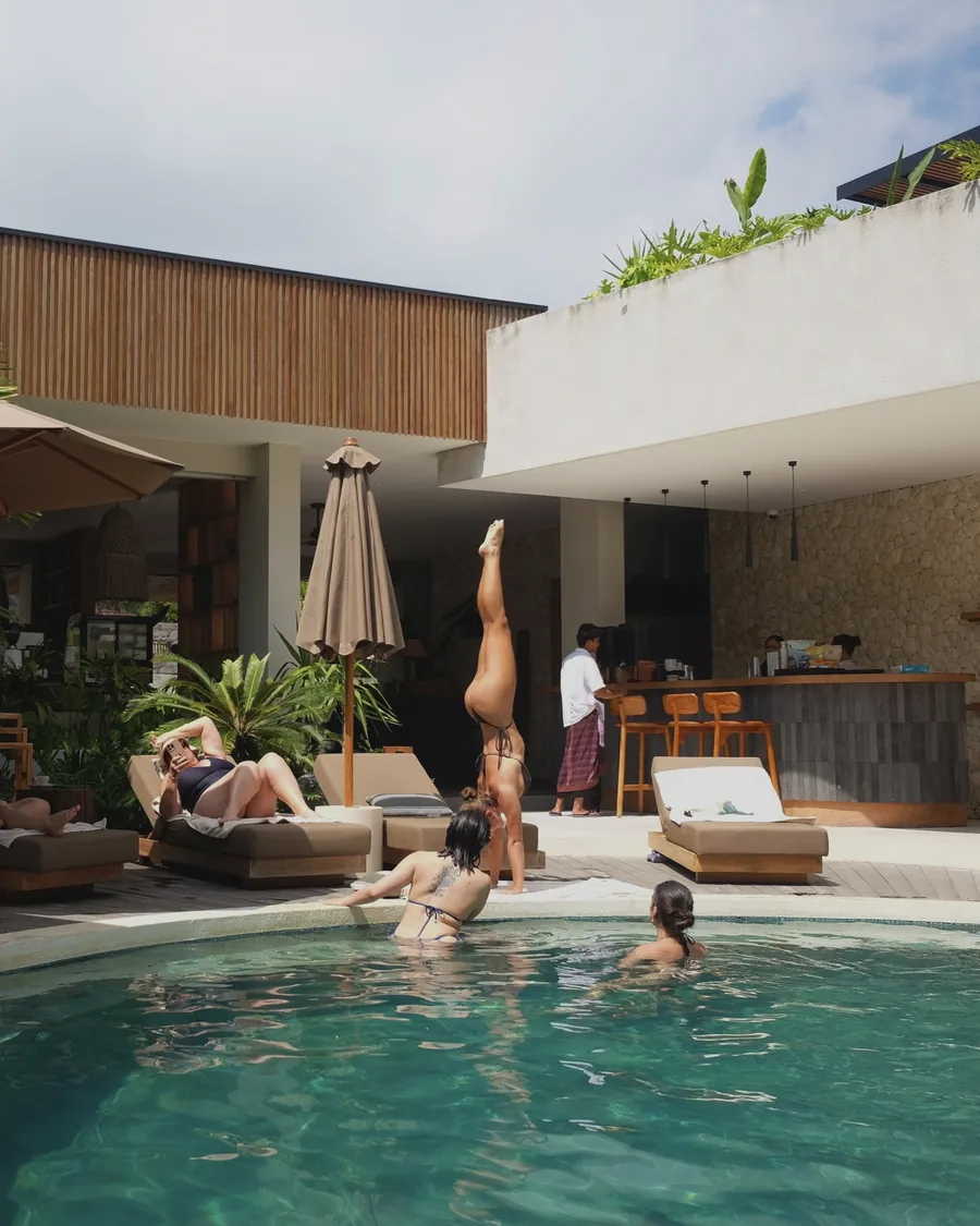 The pool and terrace at the heart of the hotel